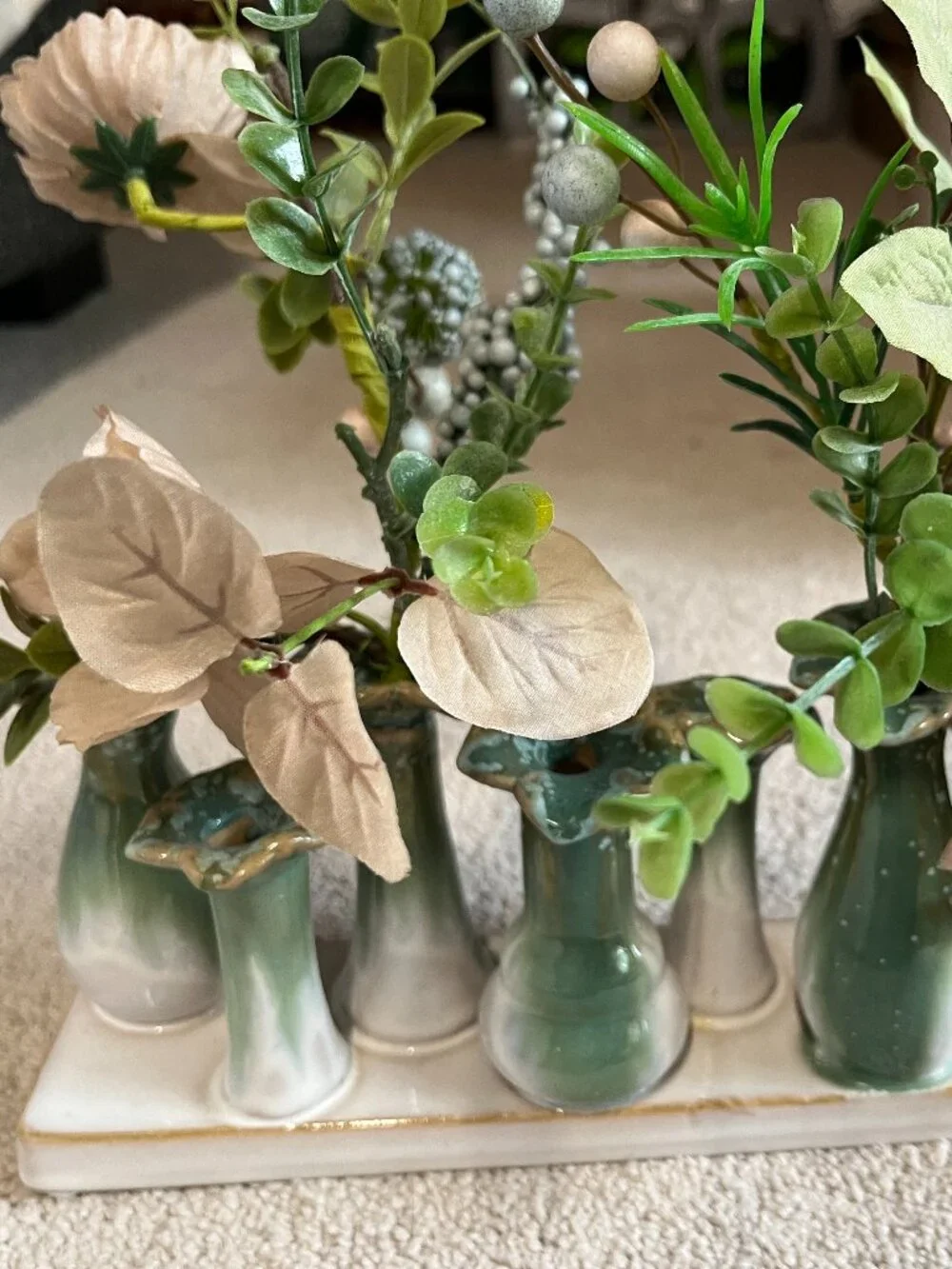 Tag Flourish Bud Vase Green Reactive Glaze